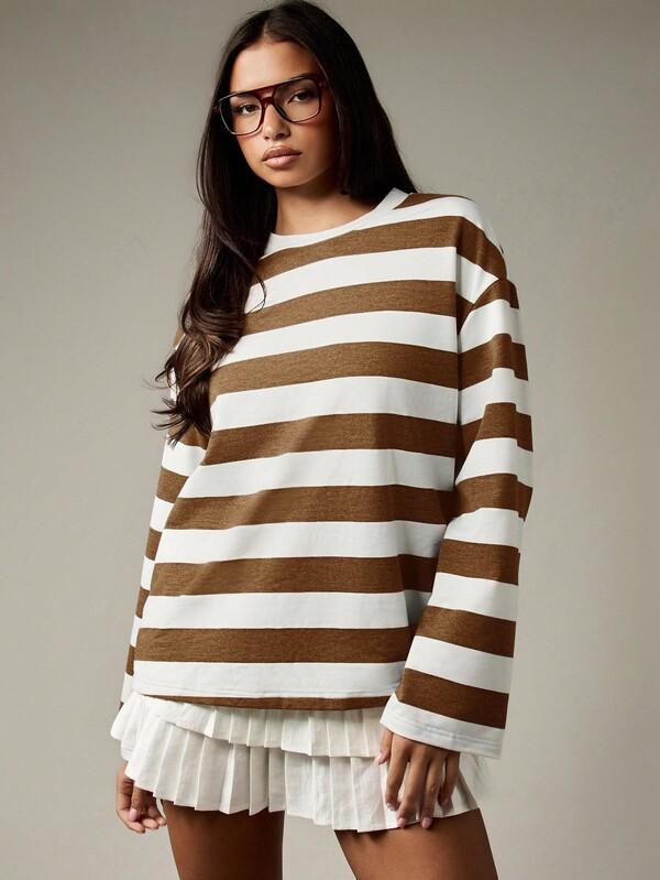 Missguided MISSGUIDED Oversized Long Sleeve T Shirt With Pleated Hem