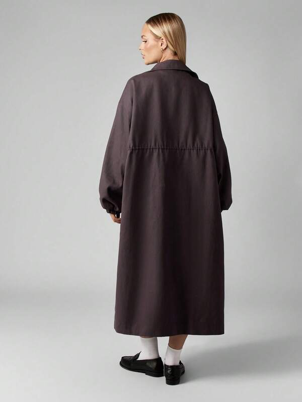 Missguided MISSGUIDED Oversized Longline Coat With Belted Waist And Wide Collar