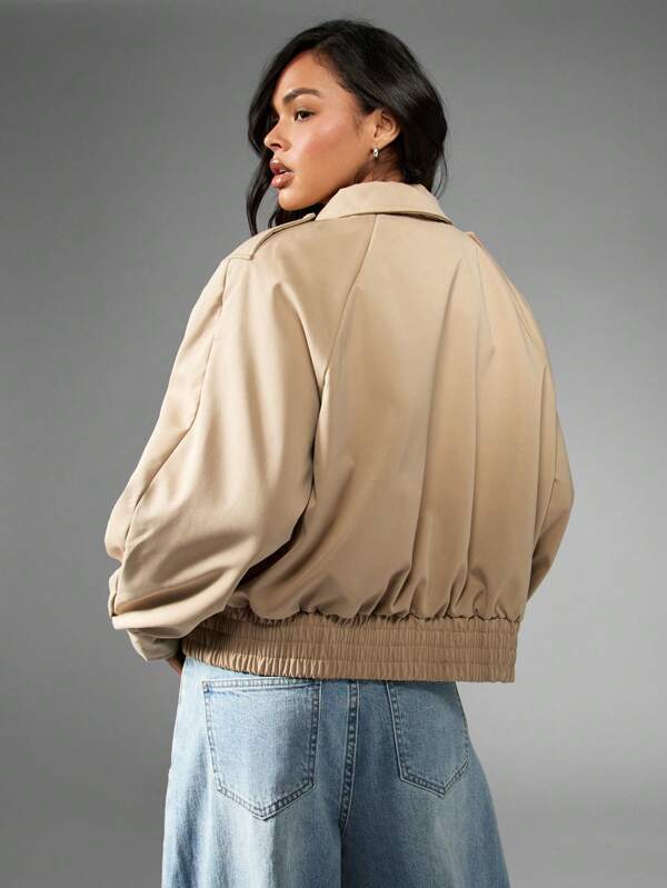 Missguided MISSGUIDED Oversized Military Bomber Twill Winter Coat