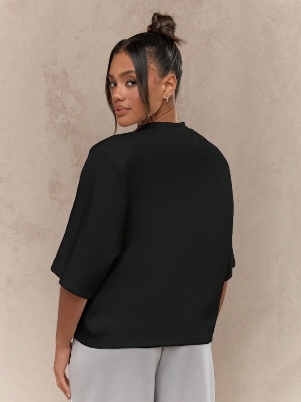 Missguided MISSGUIDED Oversized Mock Neck T Shirt With Wide Sleeves