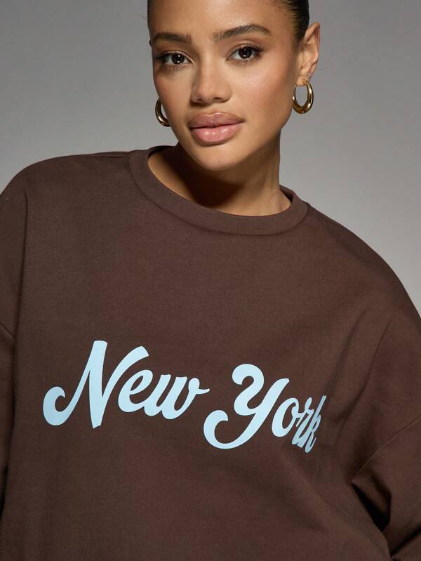 Missguided MISSGUIDED Oversized New York Graphic Sweatshirt