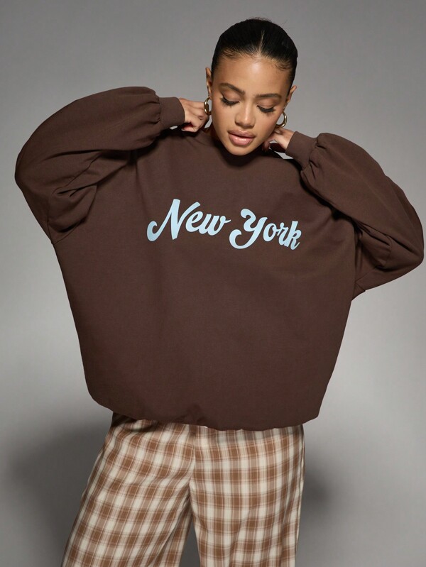 missguided MISSGUIDED Oversized New York Graphic Sweatshirt