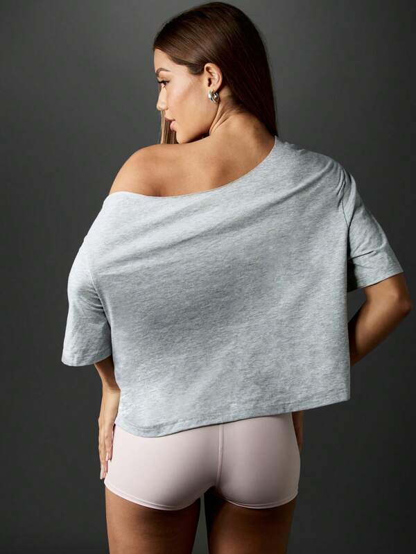 Missguided MISSGUIDED Oversized Off Shoulder T-Shirt With Message Print