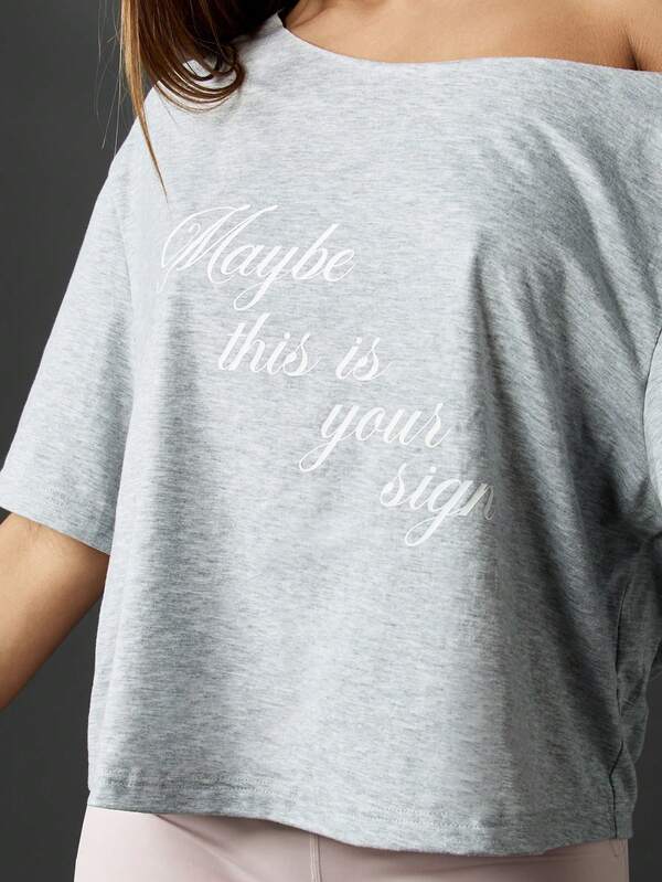 Missguided MISSGUIDED Oversized Off Shoulder T-Shirt With Message Print