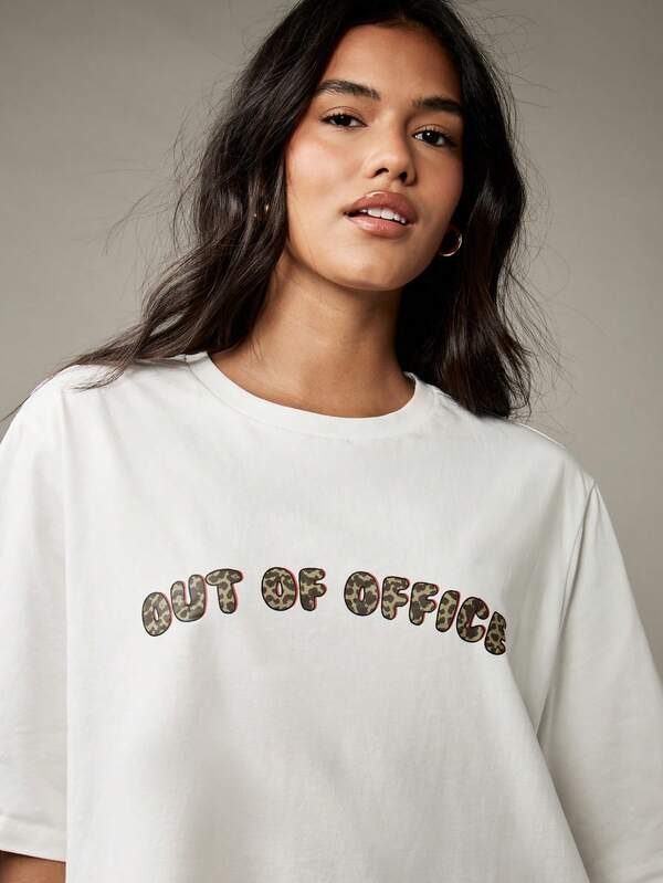 Missguided MISSGUIDED Oversized Out Of Office Leopard Print T-Shirt