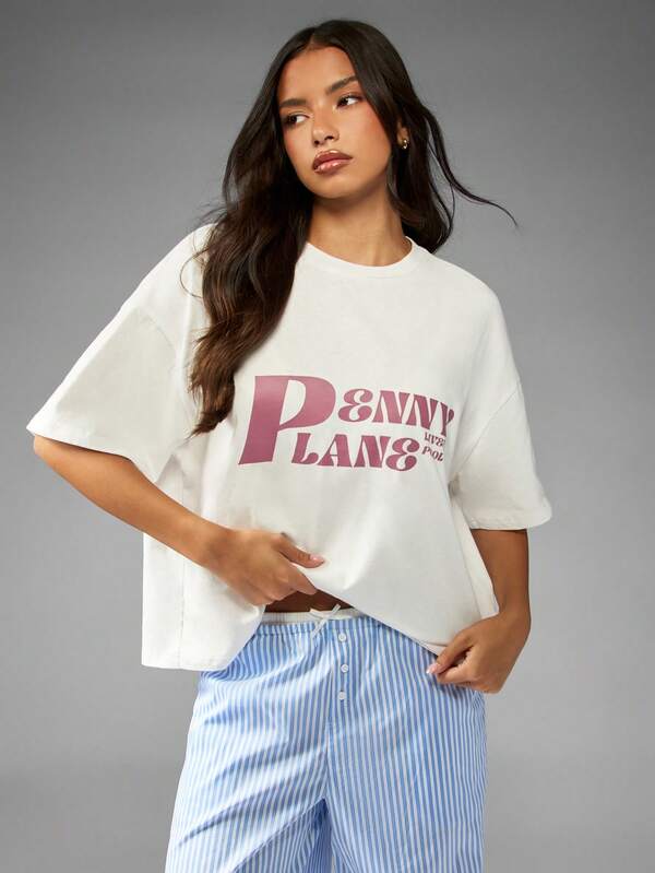 Missguided MISSGUIDED Oversized Penny Lane Graphic Print T-Shirt
