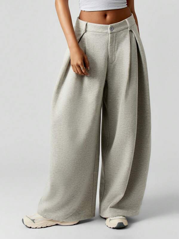 Missguided MISSGUIDED Oversized Pleated Wide Leg Palazzo Trousers