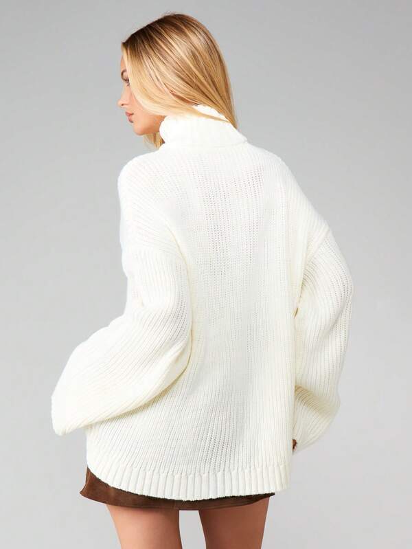 Missguided MISSGUIDED Oversized Quarter Zip Chunky Knit Pullover