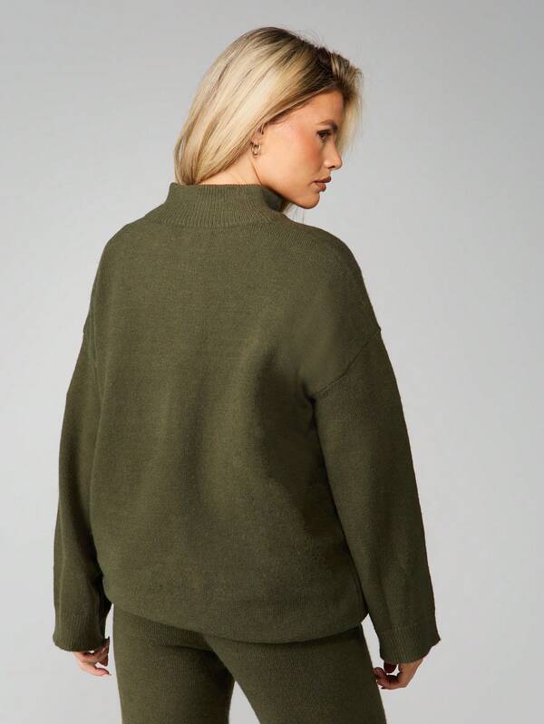 Missguided MISSGUIDED Oversized Quarter Zip Pullover With Logo Detail