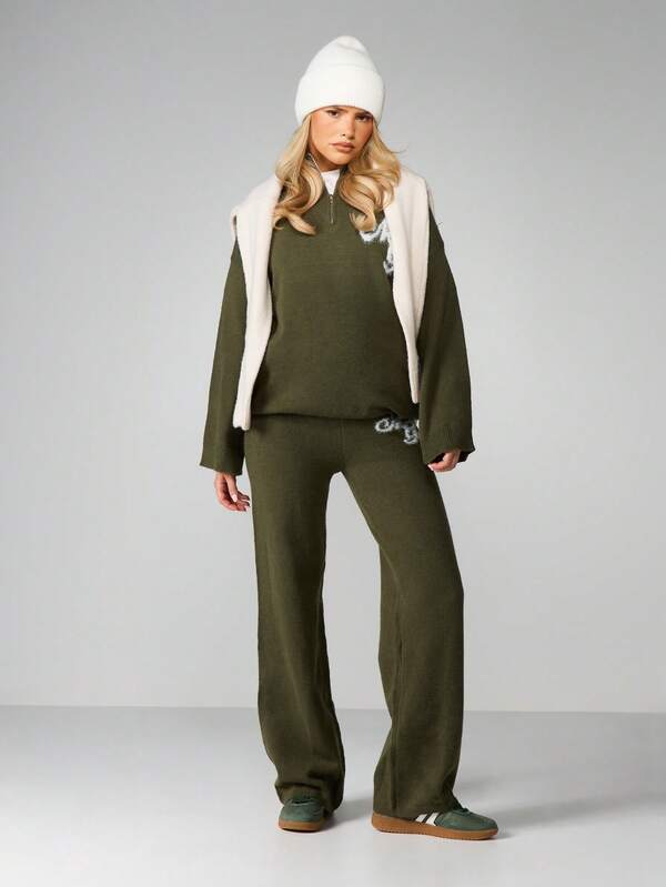 Missguided MISSGUIDED Oversized Quarter Zip Pullover With Logo Detail