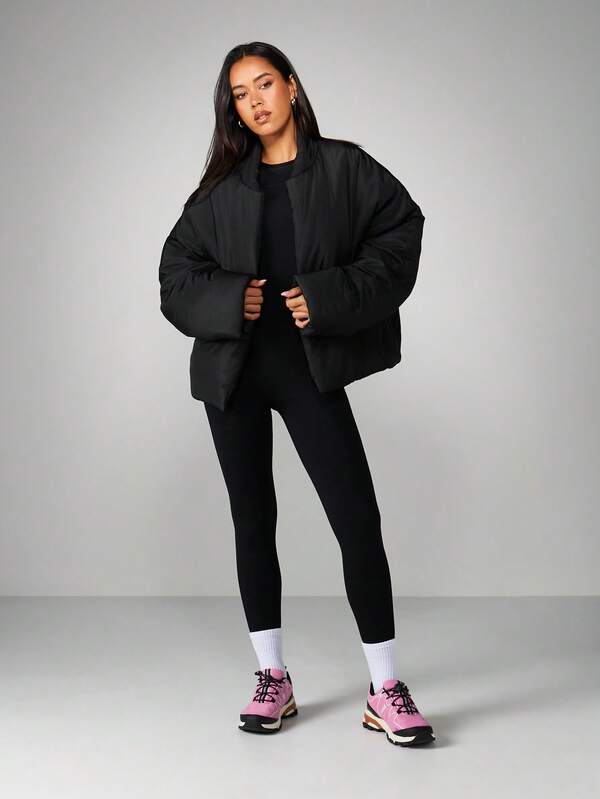 Missguided MISSGUIDED Oversized Quilted Puffer Coat With Stand Collar