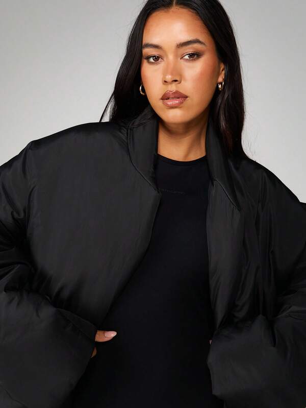 Missguided MISSGUIDED Oversized Quilted Puffer Coat With Stand Collar
