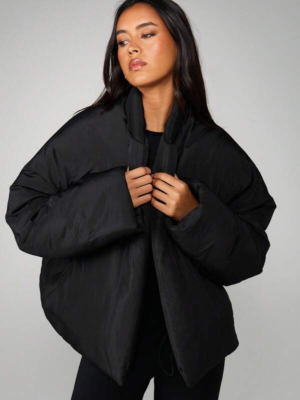 missguided MISSGUIDED Oversized Quilted Puffer Coat With Stand Collar