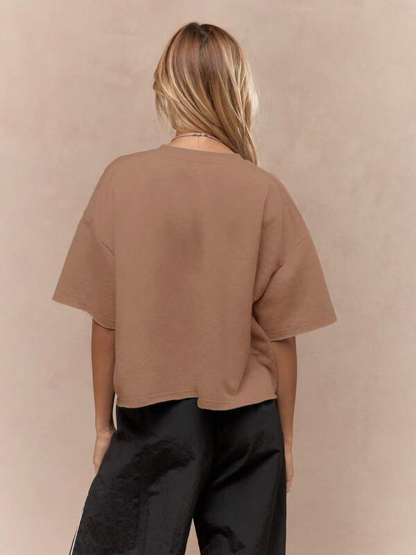 Missguided MISSGUIDED Oversized Raw Edge Loopback Sweatshirt Style T Shirt