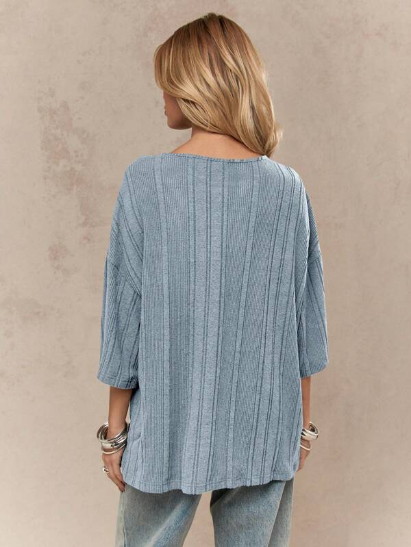 Missguided MISSGUIDED Oversized Ribbed Casual Drop Shoulder T-Shirt