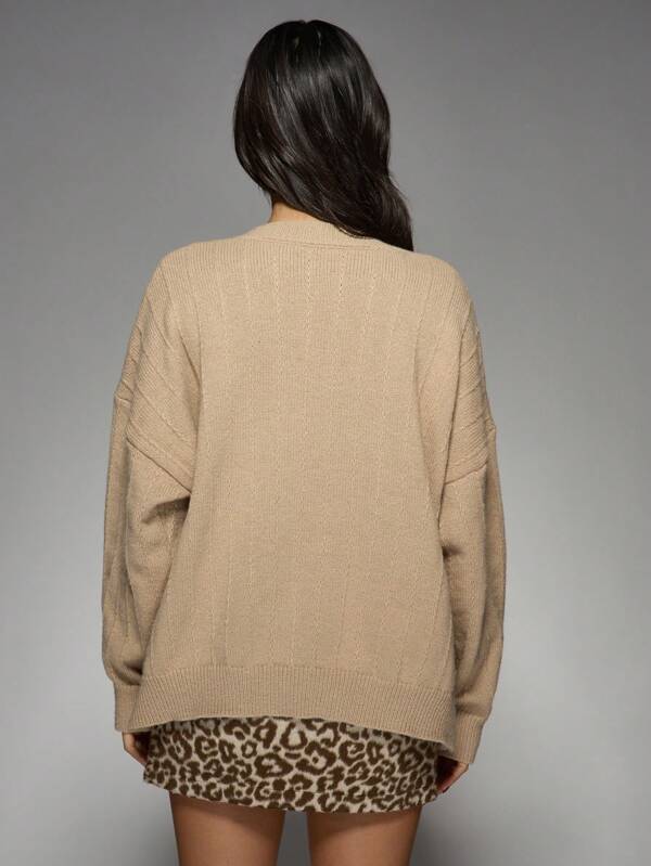 Missguided MISSGUIDED Oversized Ribbed Knit Cozy Pullover Sweater