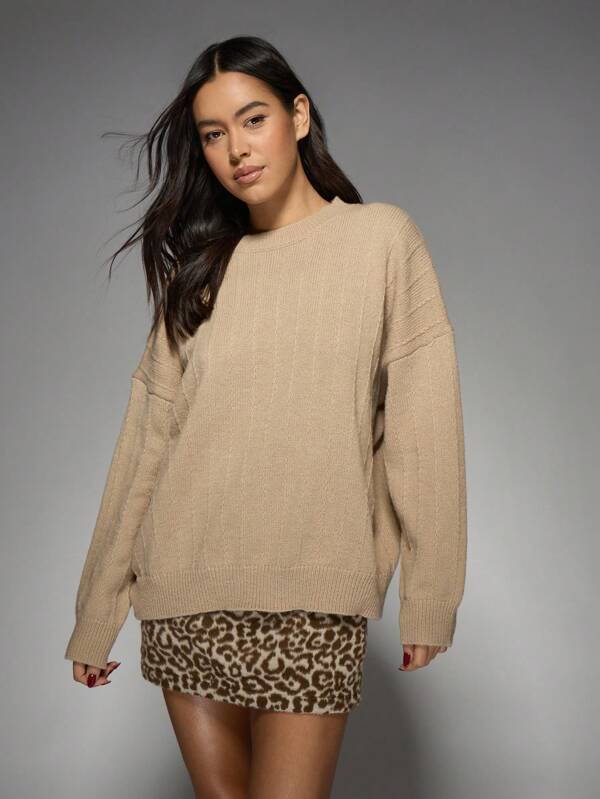 missguided MISSGUIDED Oversized Ribbed Knit Cozy Pullover Sweater