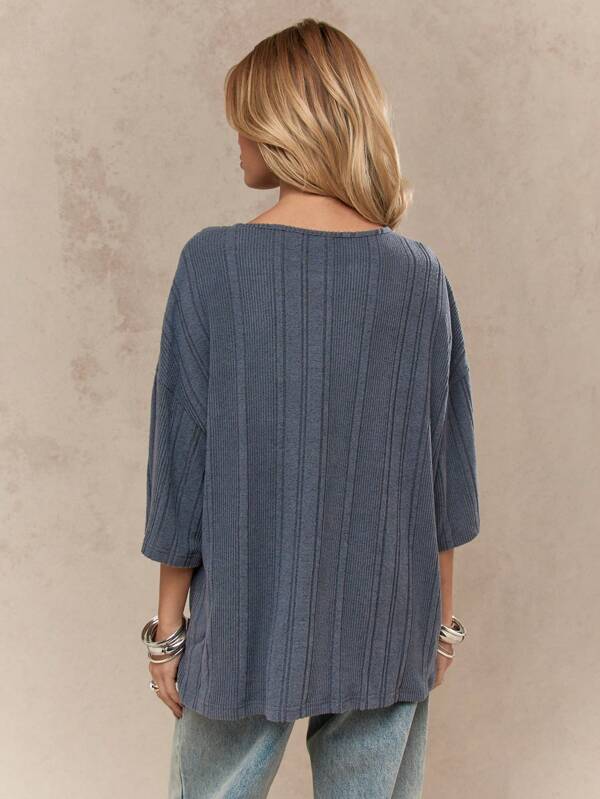 Missguided MISSGUIDED Oversized Ribbed T Shirt With Balloon Sleeves