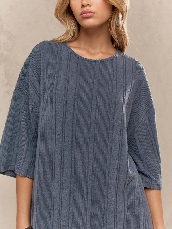 Missguided MISSGUIDED Oversized Ribbed T Shirt With Balloon Sleeves