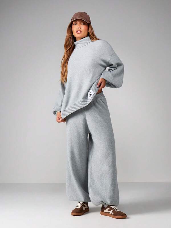 Missguided MISSGUIDED Oversized Roll Neck Knitted Co-Ord Set