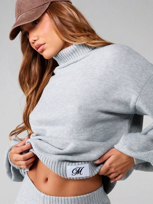 Missguided MISSGUIDED Oversized Roll Neck Knitted Co-Ord Set