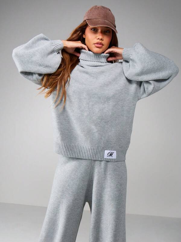 missguided MISSGUIDED Oversized Roll Neck Knitted Co-Ord Set