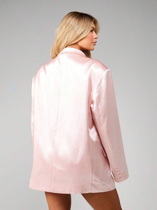 Missguided MISSGUIDED Oversized Satin Blazer With Double Breasted Buttons