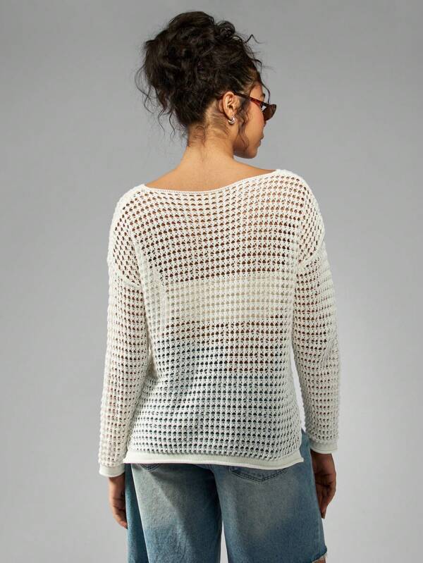 Missguided MISSGUIDED Oversized See Through Crochet Knit Sweater