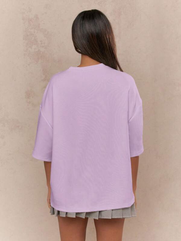 Missguided MISSGUIDED Oversized Short Sleeve Logo Casual Women T-Shirts