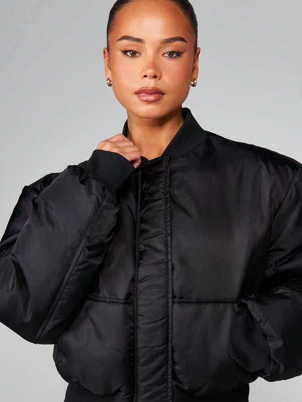 Missguided MISSGUIDED Oversized Shoulder Pad Bomber Jacket