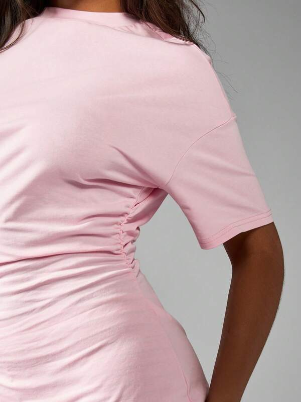 Missguided MISSGUIDED Oversized Side Cinched Ruched Waist Short Sleeve T-Shirt