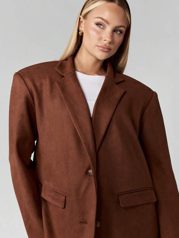 Missguided MISSGUIDED Oversized Single Button Blazer With Padded Shoulders