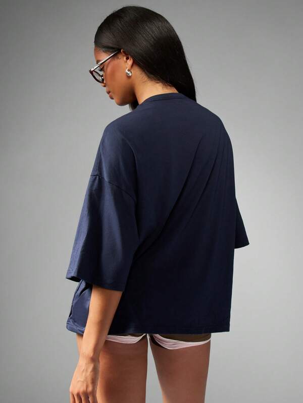 Missguided MISSGUIDED Oversized Sports Club Graphic T-Shirt With Drop Shoulder
