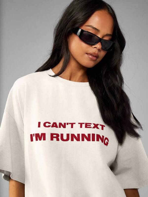Missguided MISSGUIDED Oversized Statement Graphic T Shirt With Half Sleeves