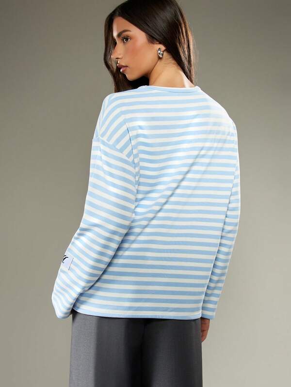 missguided MISSGUIDED Oversized Stripe T-Shirt With Long Sleeves