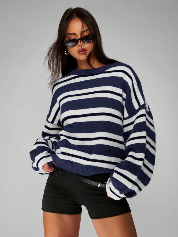 missguided MISSGUIDED Oversized Striped Boxy Knit Jumper