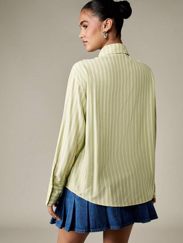 Missguided MISSGUIDED Oversized Striped Button Down Shirt With Collar