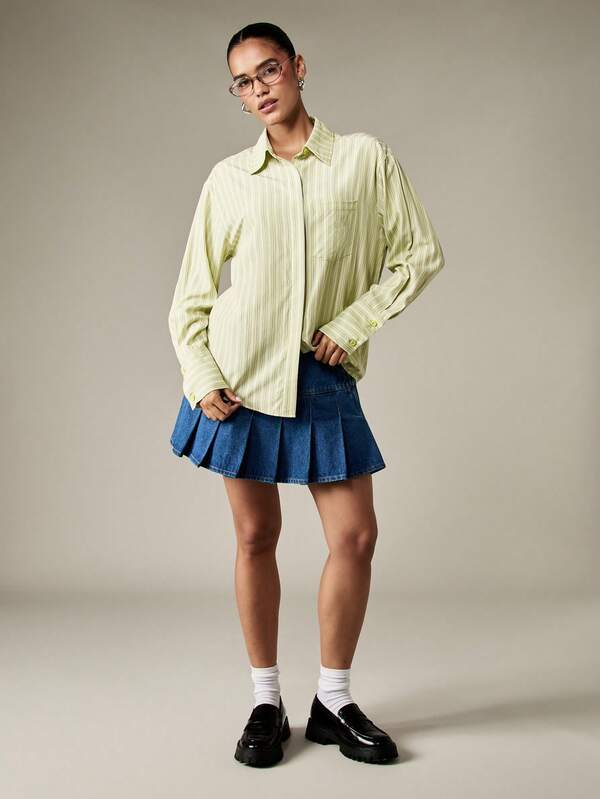 Missguided MISSGUIDED Oversized Striped Button Down Shirt With Collar