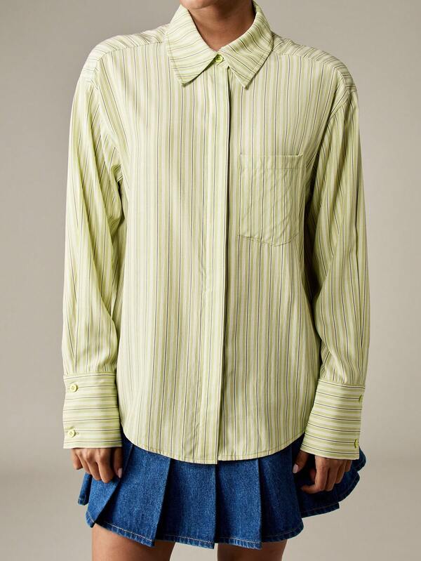 Missguided MISSGUIDED Oversized Striped Button Down Shirt With Collar