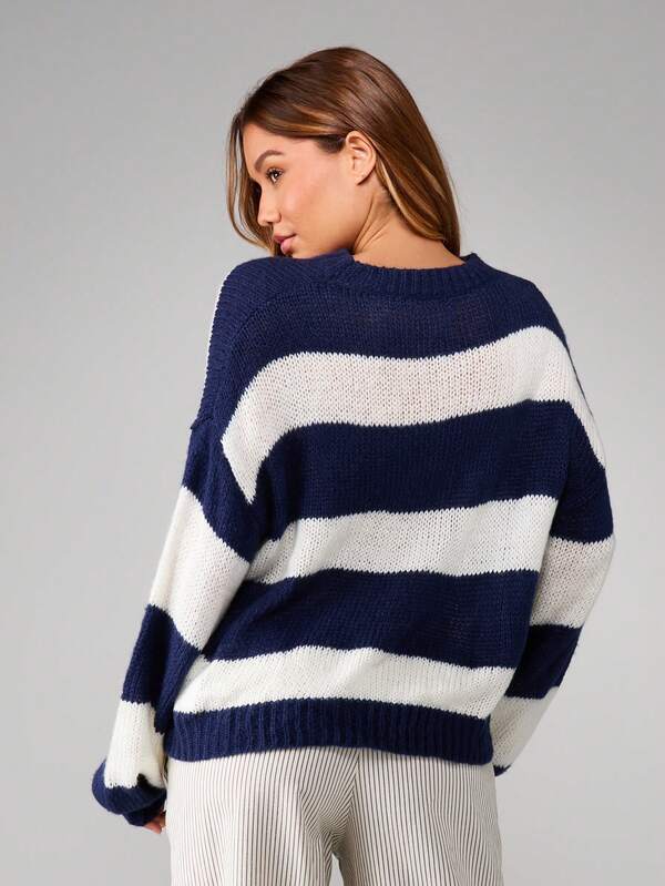 Missguided MISSGUIDED Oversized Striped Knit Pullover With Long Sleeves