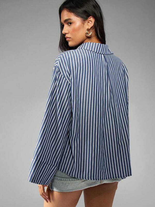 Missguided MISSGUIDED Oversized Striped Shirt With Wide Cuffs