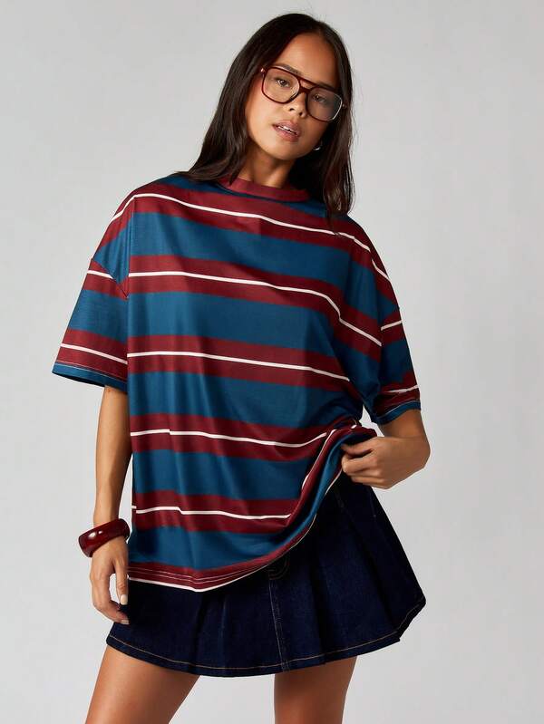 Missguided MISSGUIDED Oversized Striped T-Shirt With Long Sleeves