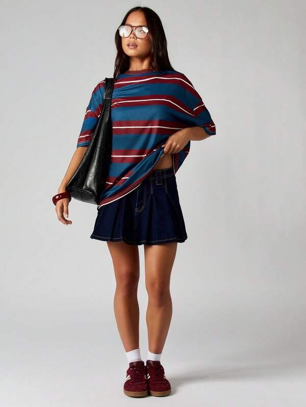 Missguided MISSGUIDED Oversized Striped T-Shirt With Long Sleeves