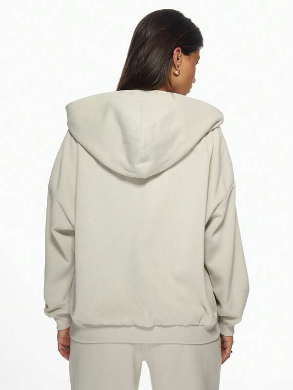 Missguided MISSGUIDED Oversized Studio Graphic Casual Zip-Up Sweatshirt