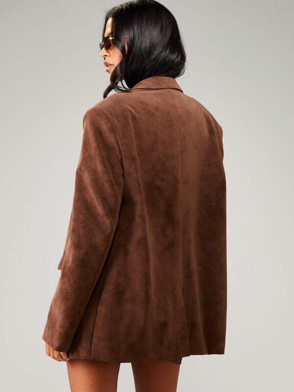 Missguided MISSGUIDED Oversized Suede Blazer With Button Closure And Pockets