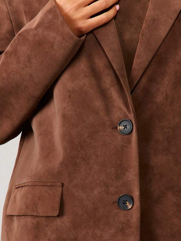 Missguided MISSGUIDED Oversized Suede Blazer With Button Closure And Pockets