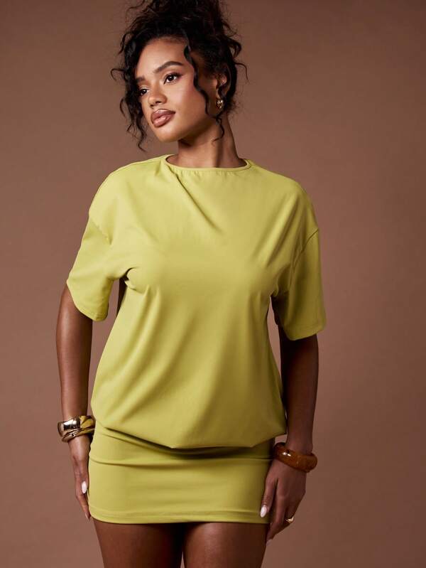 missguided MISSGUIDED Oversized T-Shirt Open Back Mini Dress Tie Back Feature