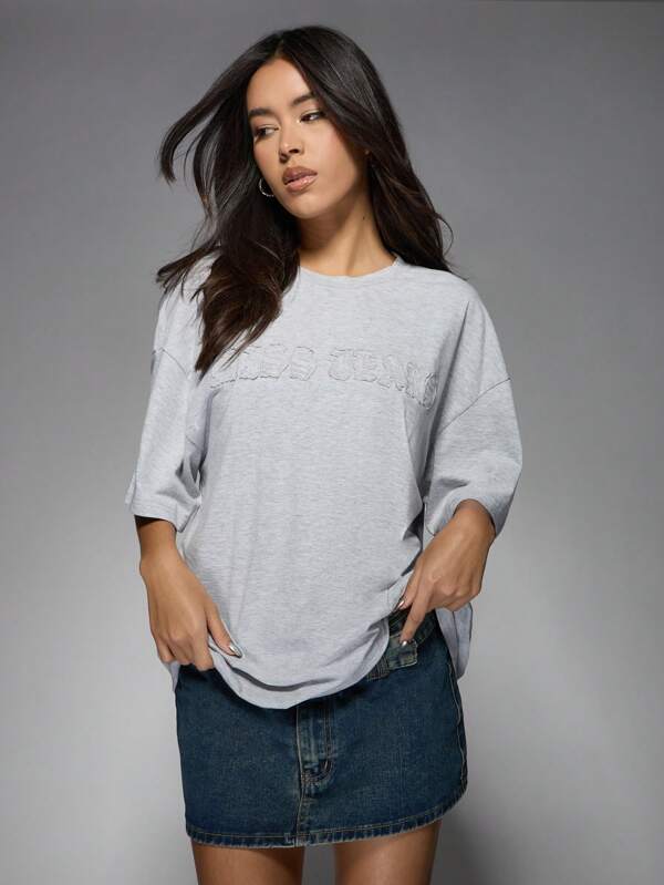 missguided MISSGUIDED Oversized T-Shirt With Applique Graphic Unisex
