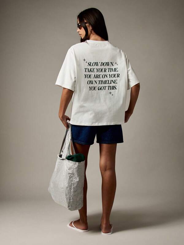 missguided MISSGUIDED Oversized T-Shirt With Back Message Print
