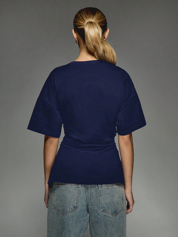 Missguided MISSGUIDED Oversized T Shirt With Cinched Waist And Short Sleeves